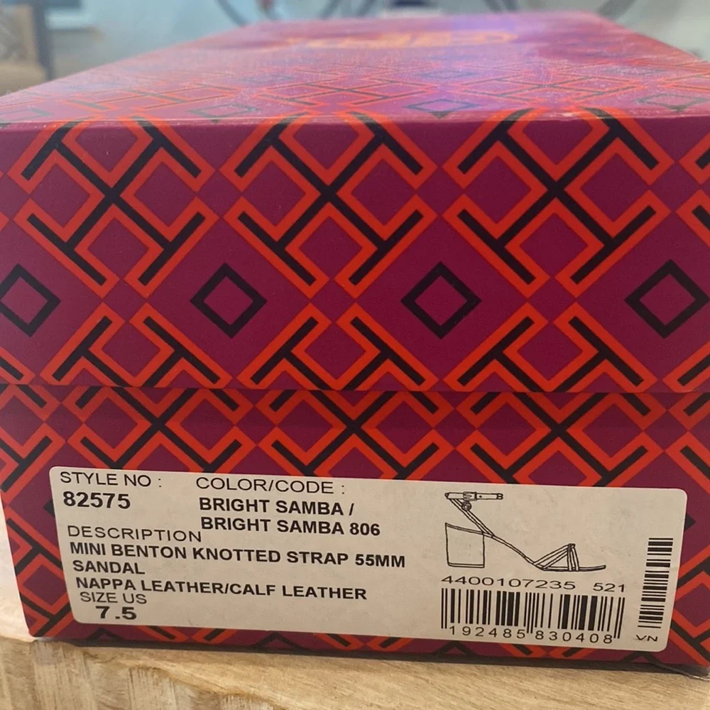 Tory Burch Red Strappy Block Heel Sandals